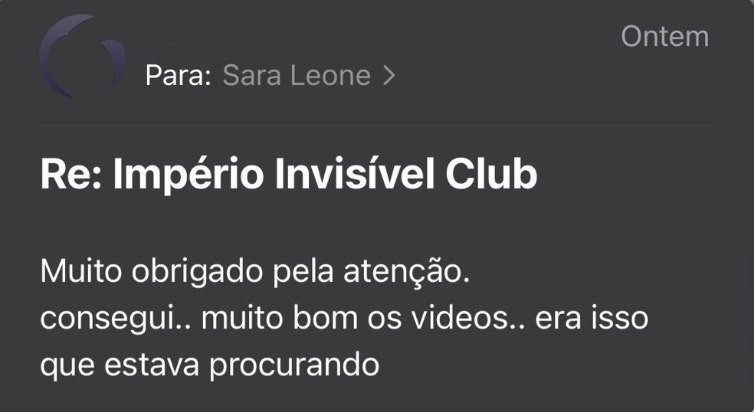 E-mail de aluno agradecendo pelo curso