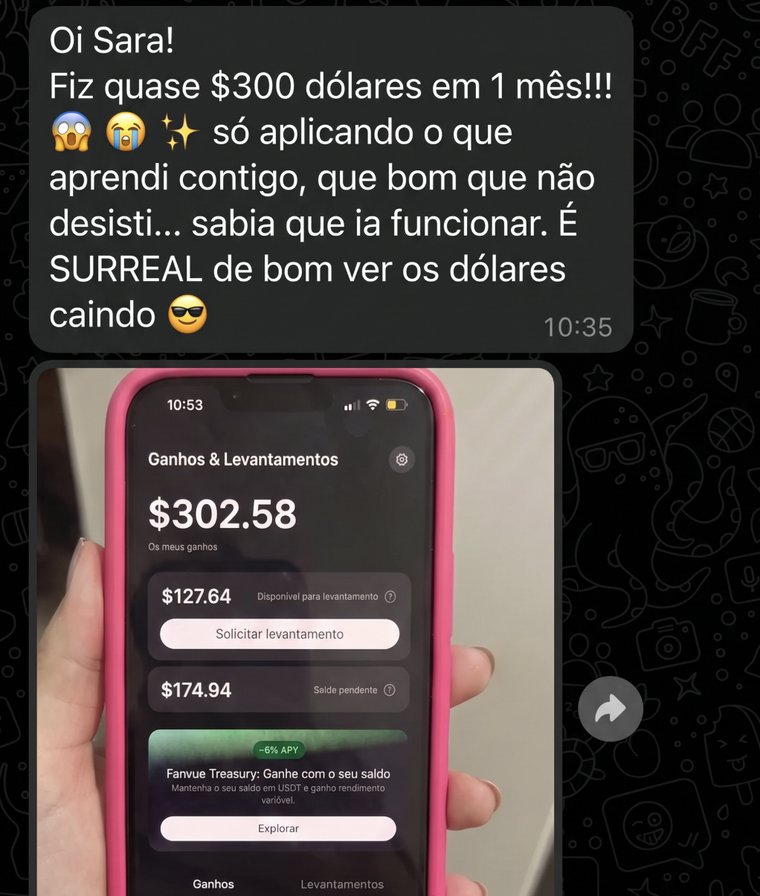 Aluna conta que fez quase $300 em 1 mês